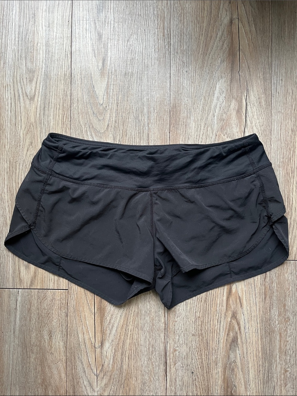 Lululemon Women's Black Athletic Running Shorts with built in underwear
